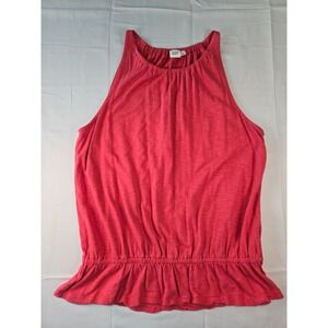 GAP Sleeveless Ruffle Hem High Neck Tank Top‎ Size S Muted Red Flowy Minimalist